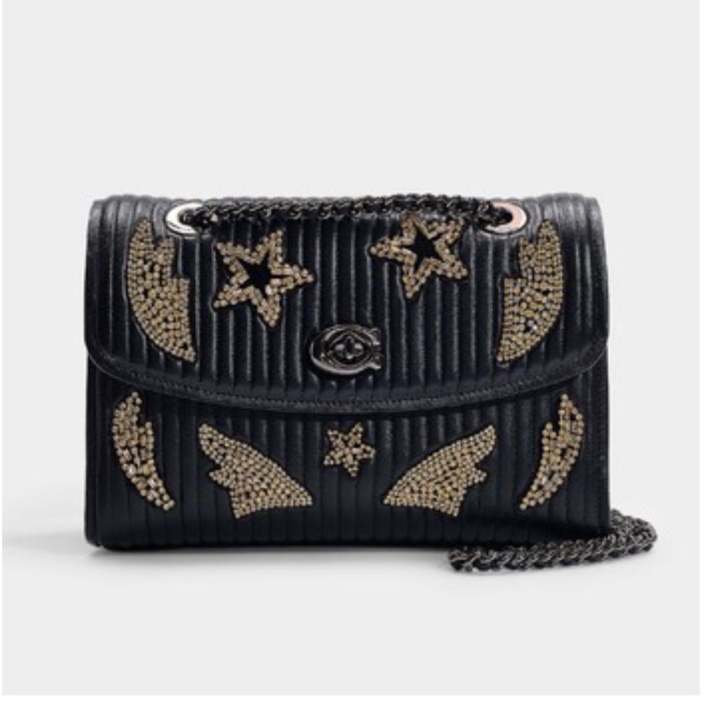 Coach Parker Shoulder Bag in Black Calfskin